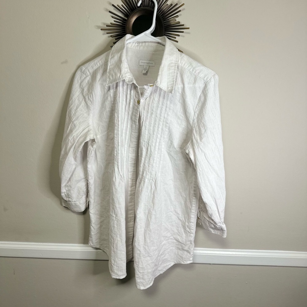 Charter Club White Casual Button Down Shirt